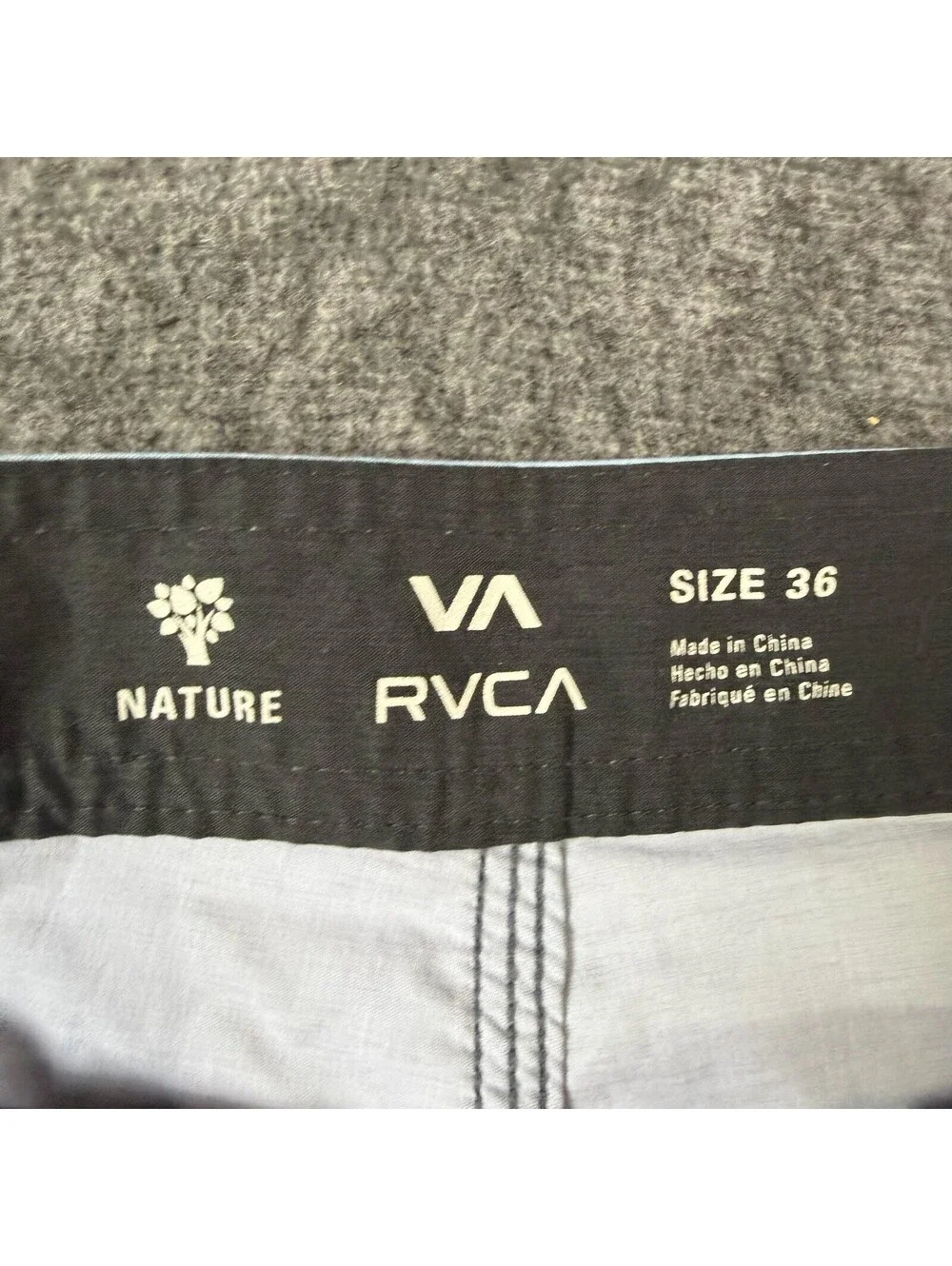 RVCA Board Swim Shorts Mens 36 Blue Gray Colorblock Drawstring Back Pocket